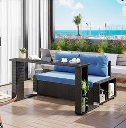 Outdoors Sofa Converts into Sofa + table with Storage Shelves - BRAND NEW IN BOX