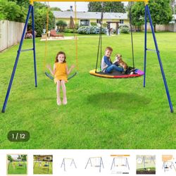 660 LBS Extra-Large A-Shaped Swing Stand with Anti-Slip Footpads (Without Seat)