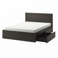 IKEA MALM BED FRAME W/ DRAWERS (BLACK) FULL BED SIZE 