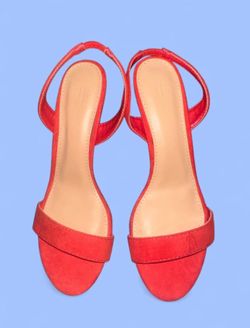 Red Satin Slingback Heels Size 7 – Elegant Dress Shoes