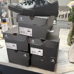 All Black Leather Converse Shoes