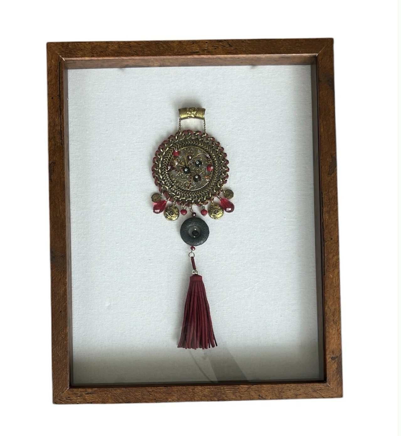 Vintage Jewelry Art Framed Shadowbox Necklace 14.7x11.7x1.7 inches