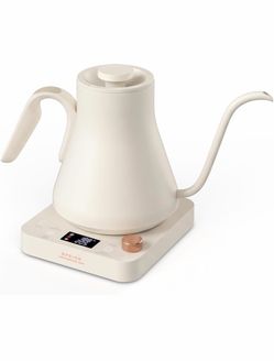 Epeios Gooseneck Electric Kettle With Temp Control,1200W,0.9L,Cream White Rapid Heating, Precision Pour-Over for Coffee & Tea,Smart Hot water Boiler,