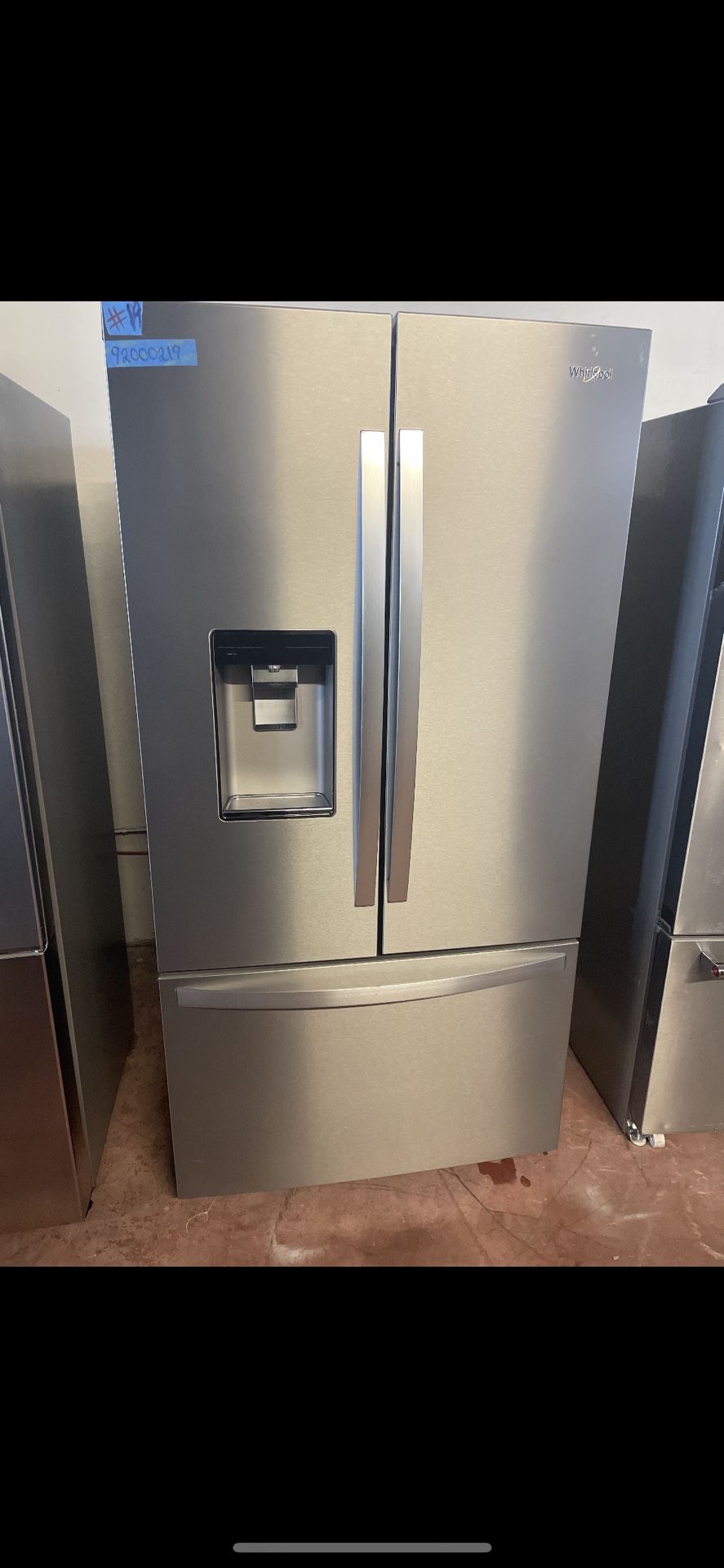 Open box whirlpool French door refrigerator. On sale! $1,899