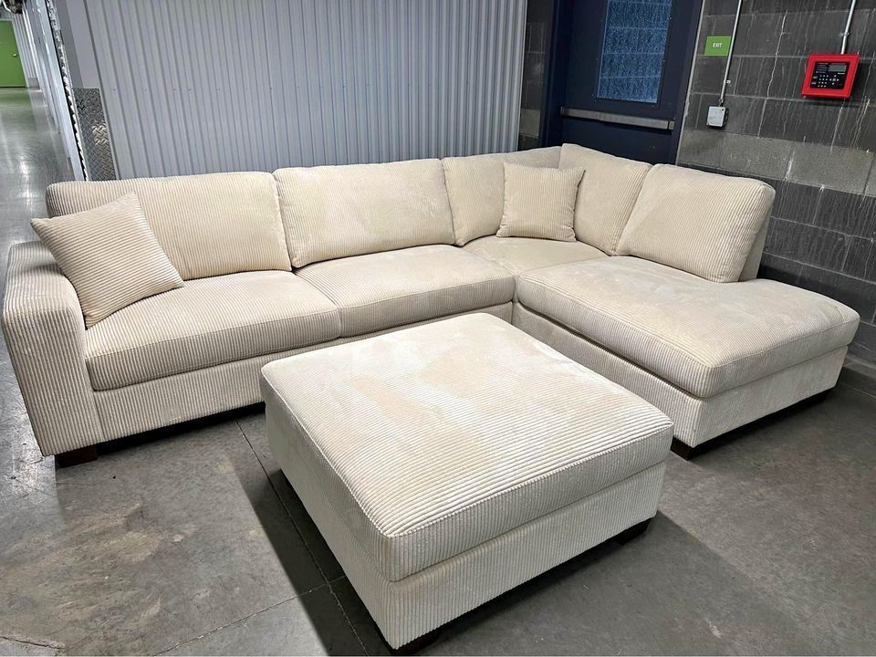 Corduroy Sectional Matching Ottoman Included