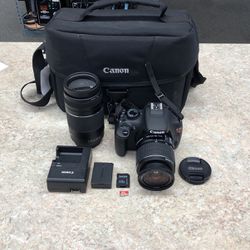 Canon EOS Rebel T5 DSLR Kit With 18-55mm/75-300mm/1 Battery/1 64GB Micro SD/Carry Case