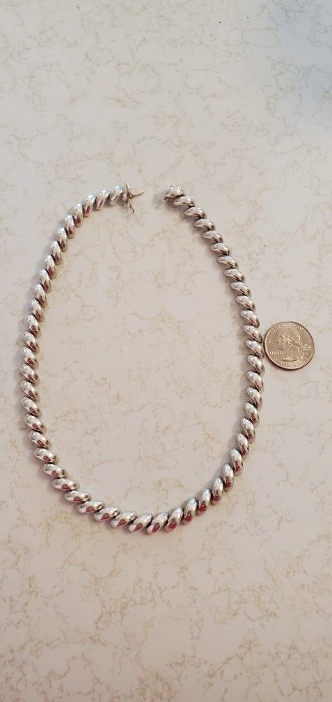 maccaroni Sterling Silver Choker  Necklace 