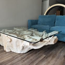 Drift Wood Glass Coffee Table