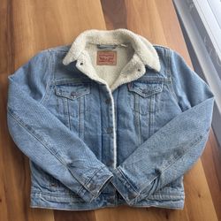 Levi Womens Original Trucker Jacket Sherpa Lined Snap Front Classic