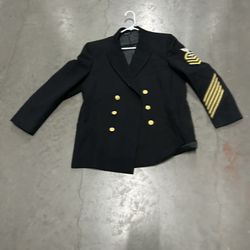 Men’s navy coat size unknown see measurements