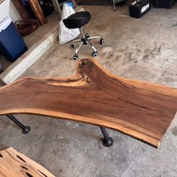 Handmade Black Walnut Live Edge Coffee Table – Rustic Industrial Look