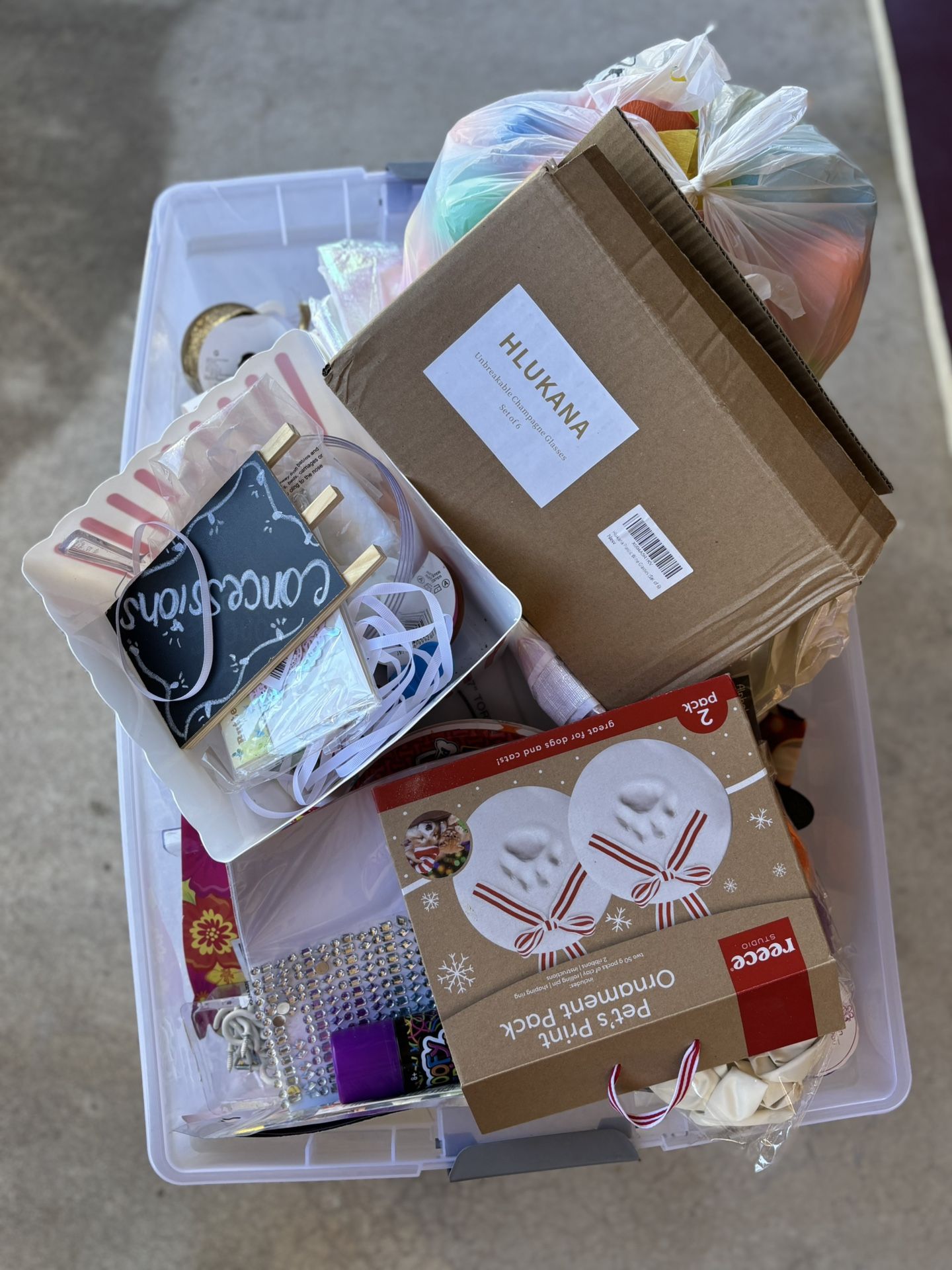 Bin Of Party Supplies 