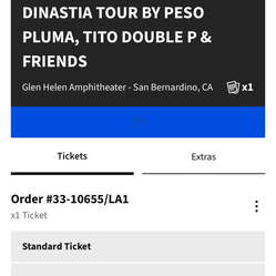 One ticket to the Dinastia Tour by Peso Pluma, Tito Double P & Friends is live