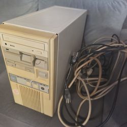 Retro Vintage 486 Desktop Tower with cables *boots