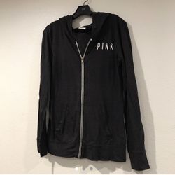 Pink by Victoria’a Secret Black Zip-Up Hooded Jacket 🔗🖤