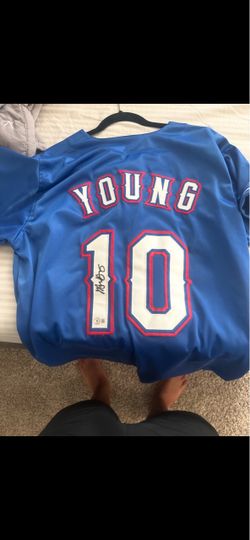 Michael young signed jersey
