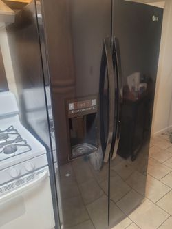 Black fridge.