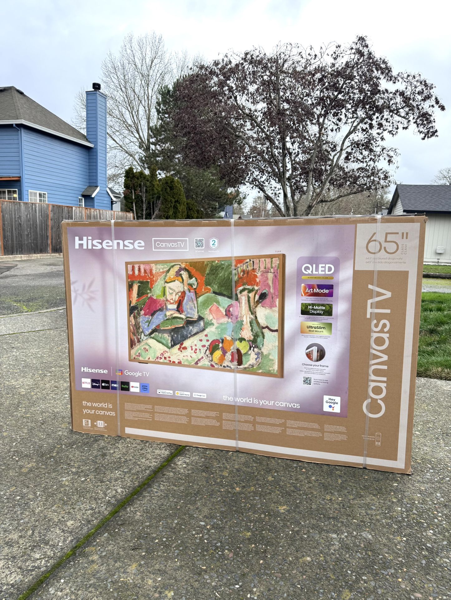 Hisense 65-Inch Class QLED 4K S7N CanvasTV™ Series Dolby Vision HDR Google Smart TV (65S7N)