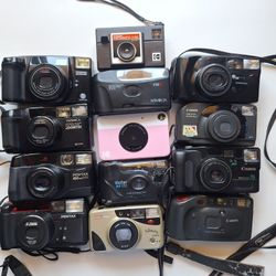 Lot of 13 35mm Film Camera, Canon, Yashica, Minolta, Kodak, Vivitar (For Parts/Repair)