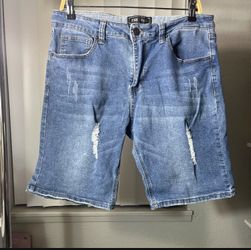 Blue denim shorts
