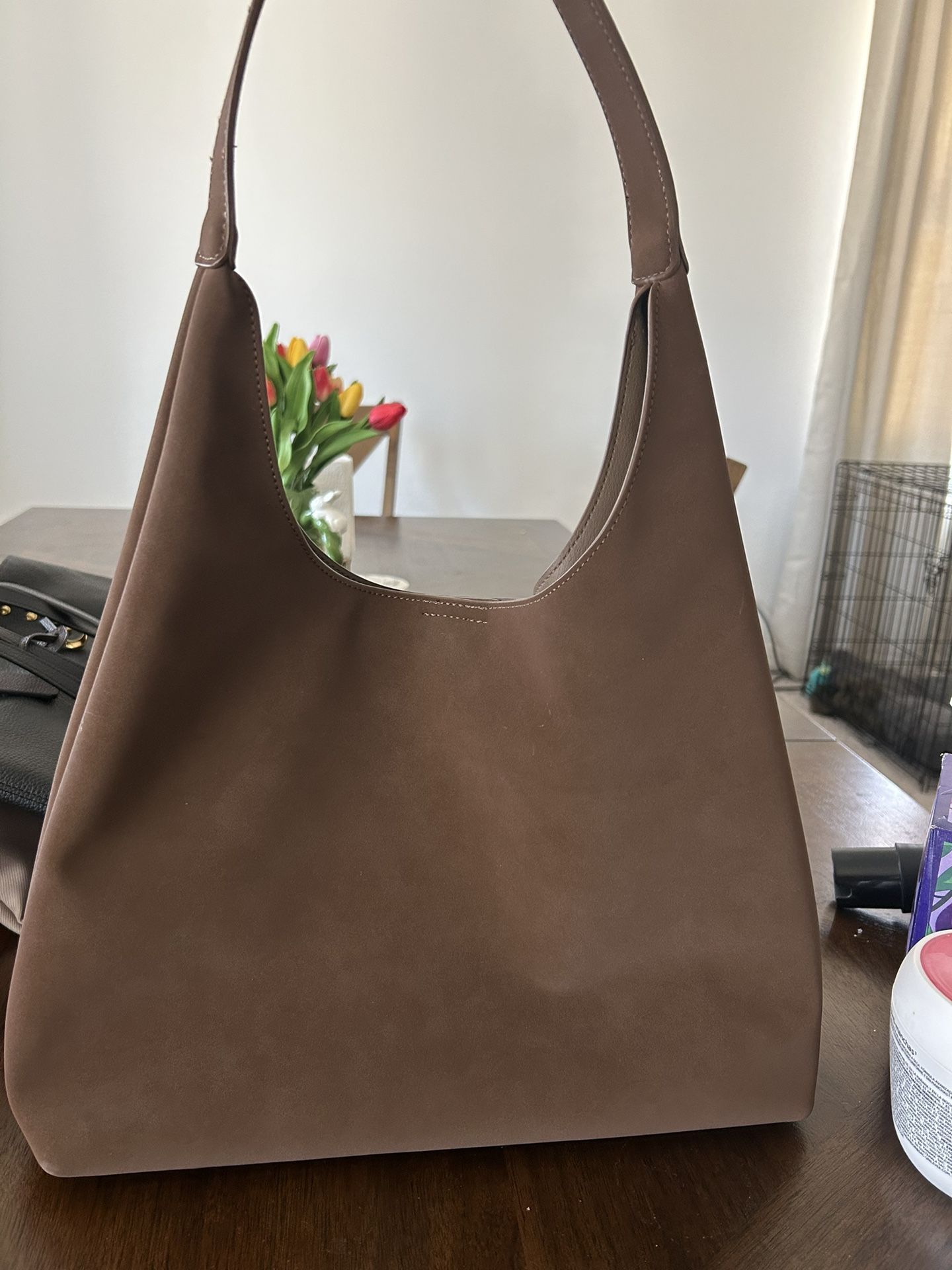 Suede brown handbag