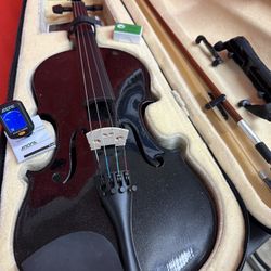 Nice Black 4/4 Violin with New Bow, Digital Tuner, Shoulder Rest, Extra Strings $120 Firm