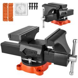 VEVOR Bench Vise, 8" Jaw Width, 8" Max Jaw Opening Multipurpose Vise with 360° Swivel Locking Base, 3.7" Throat Depth, Heavy Duty Ductile Iron Workben