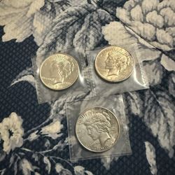 Peace  Dollars 1924p 1925p 1926s All EF/AU Condition