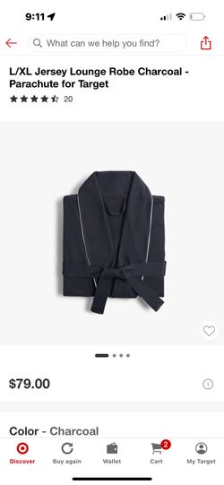L/XL Jersey Lounge Robe Charcoal - Parachute for Target (FOR MEN AND WOMEN)