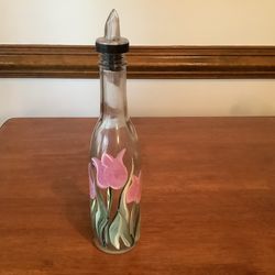 New hand painted flower oil or vinegar dispenser