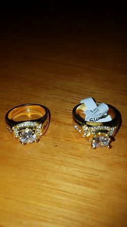 Mens Size 7 Gold Plated Cubic Zirconia Stones chose 1 or both