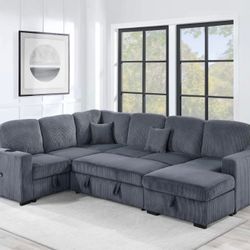 Corduroy Sectional Sleeper With Storage 