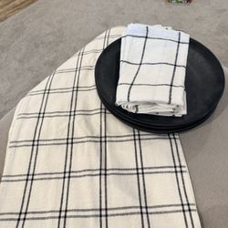 Chargers, Napkins, And table runner 