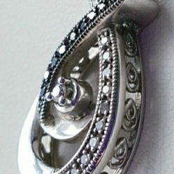 Loves Embrace Teardrop 1/10 Cttw Black & White Diamonds Sterling Silver Charm Pendant Kay Jewelers 