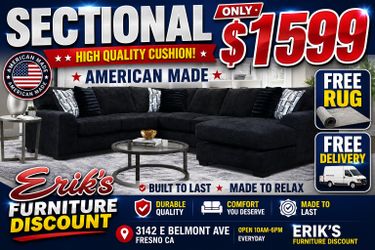 Beautiful black sectional with high quality cushion