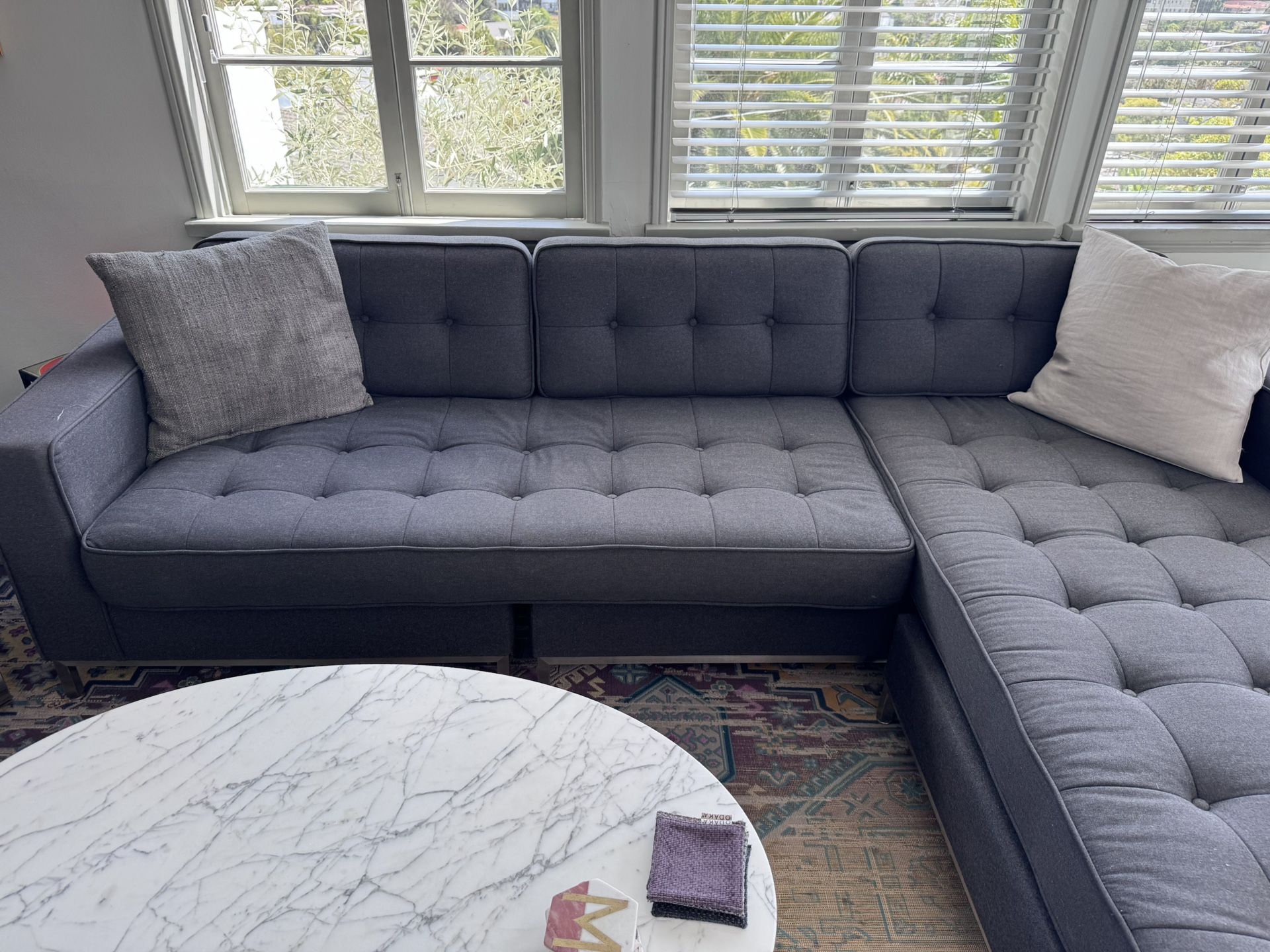 big GUS grey flannel sectional couch sofa