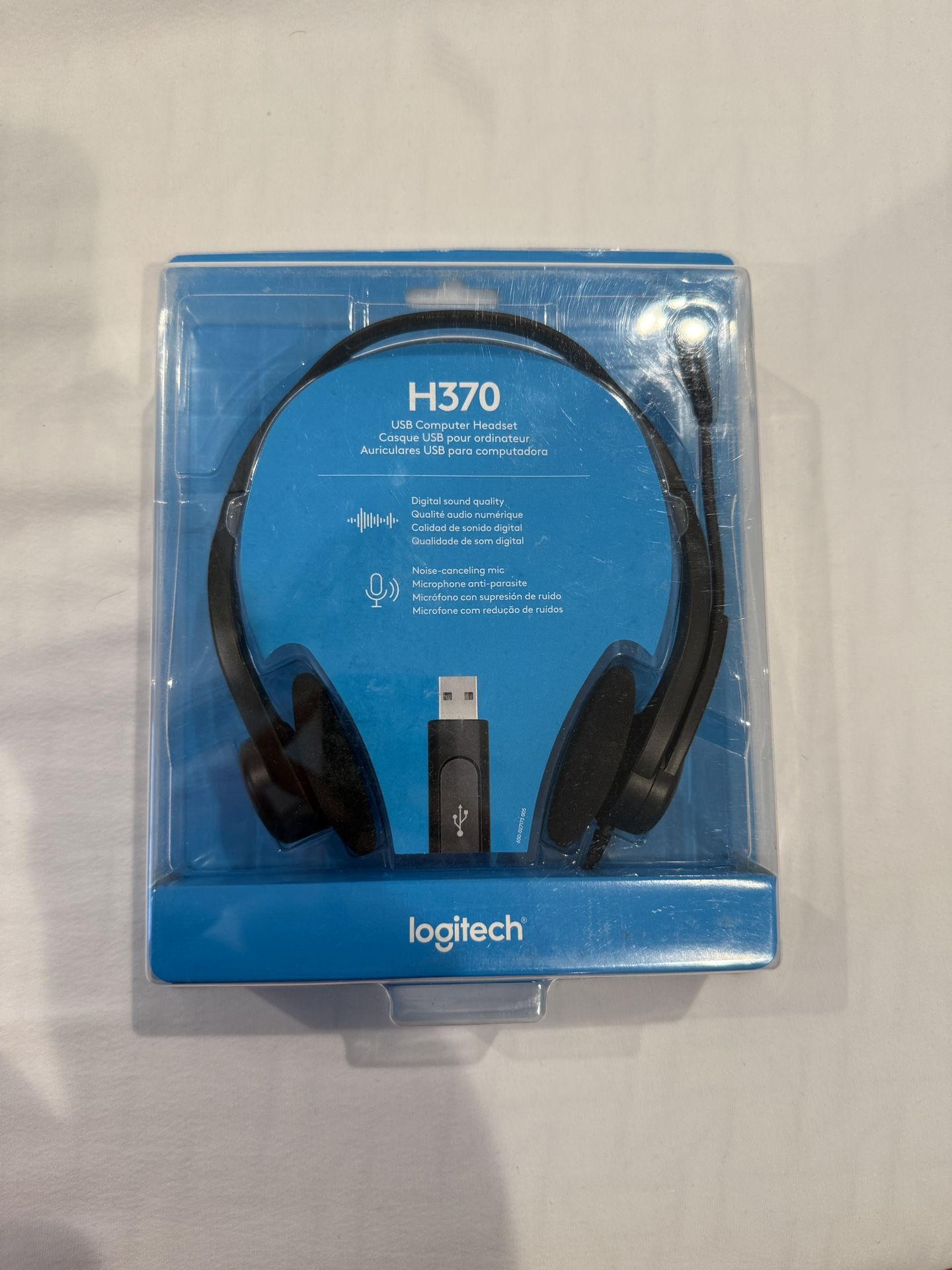 Logitech H370 USB Headset - Noise Canceling Mic & In-Line Controls - Brand New