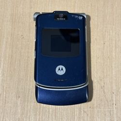 Motorola RAZR V3 Blue Flip Cell Phone w/Clear-Case“UNTESTED” 