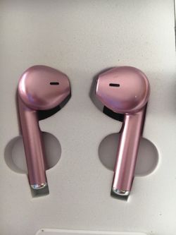 Pink earbuds, headphones, bluetooth, wireless