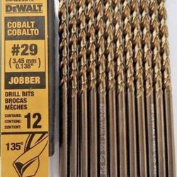 DeWalt DD4229B12 #29 Wire Cobalt Jobber Drill Bits Germany 12 Pack