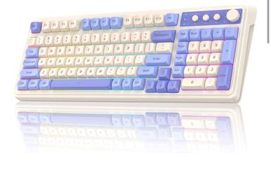 AULA S99-Key Tri-Mode Gaming Keyboard, Bluetooth/ 2.4GHz/USB-C, RGB Backlit, Numpad, Media Knob Mechanical Feel, Purple