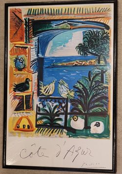 Picasso vintage art lithograph Cote d'azur