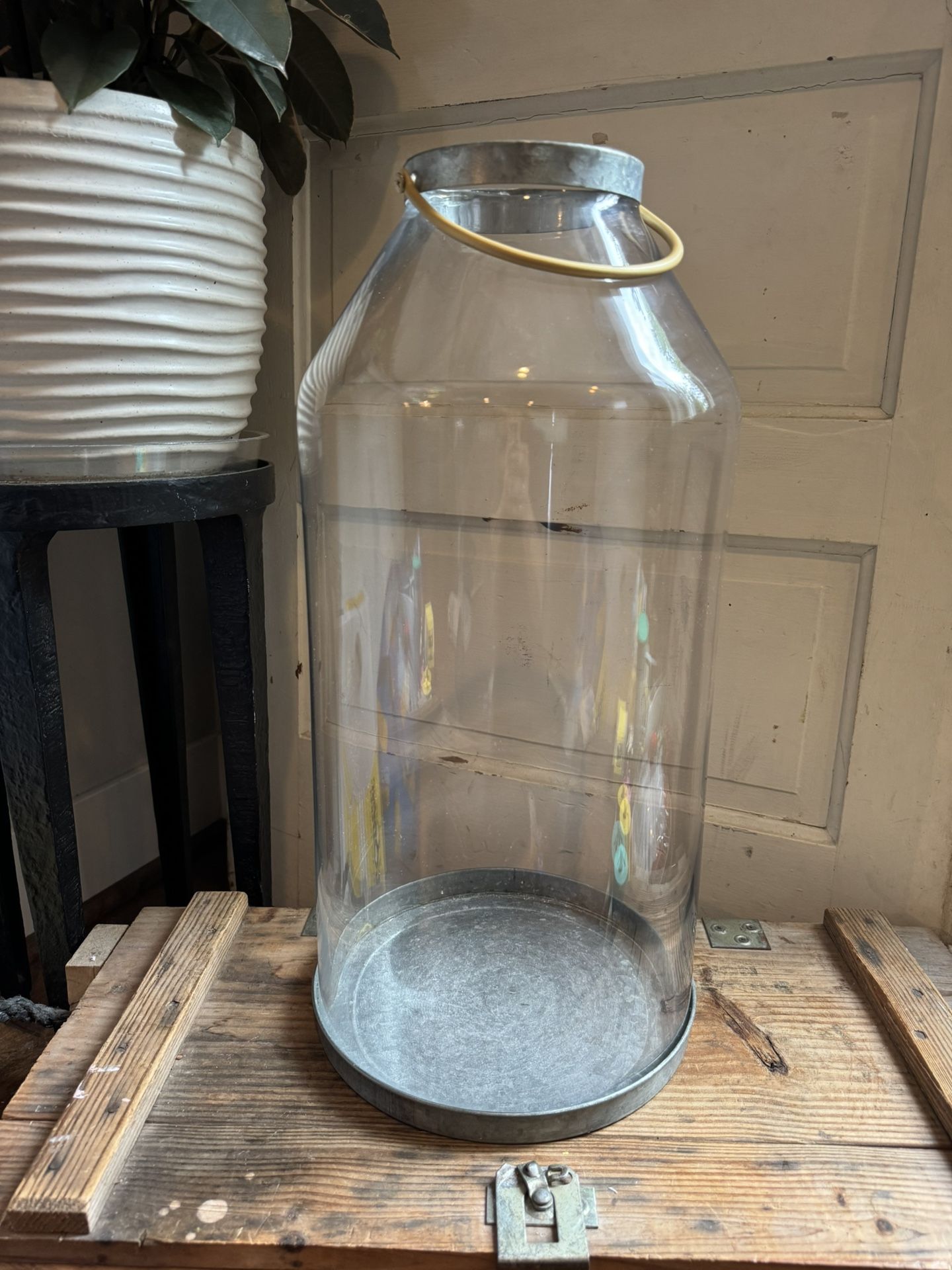 Hearth And Hand Large Glass Jug Lantern.
