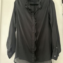 Banana Republic Black Ruffle Blouse