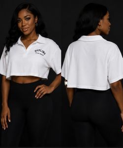 White Cropped Polo Shirt