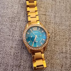Women's Rose Gold/Teal Faced Fossil Watch