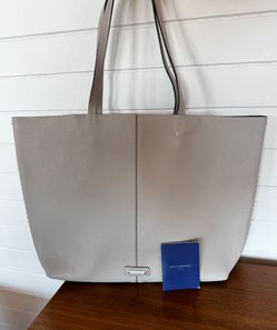 Rebecca Minkoff New Gray Large Pebbled Leather Tote Whipstitch w Care Card
