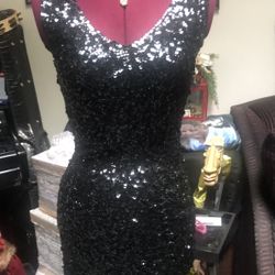 Black, sequin, mini dress