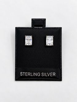 925 Sterling Silver 2.00CTW MOISSANITE Emerald Cut Stud Push Back Earrings
