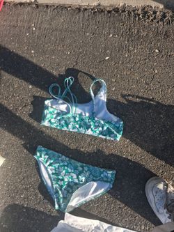 Green Floral Two-Piece Bikini Set